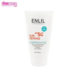 کرم ضد آفتاب بی رنگ سان دیفنس SPF50 پوست چرب انلیل